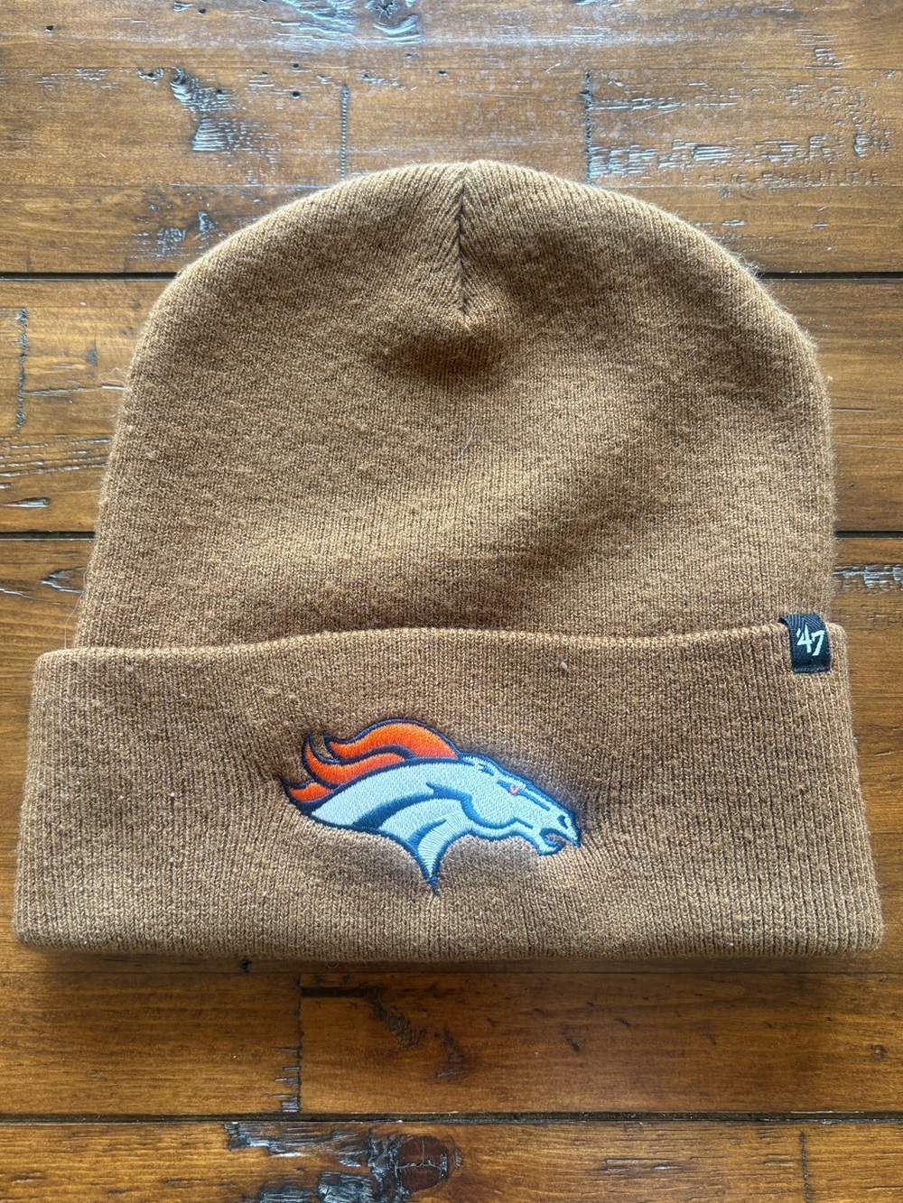 Carhartt Brown Knit Beanie with Broncos logo